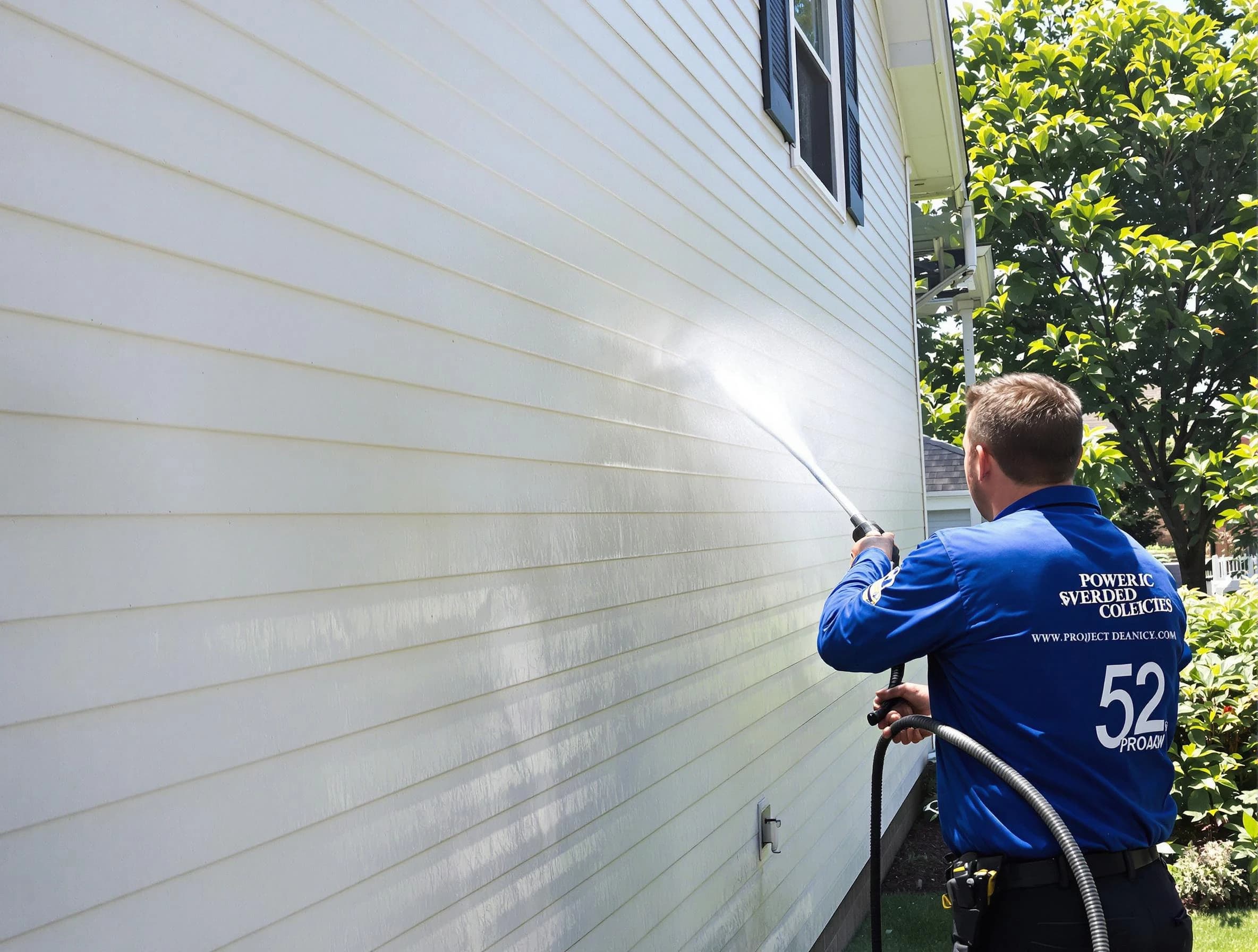 A Wickliffe Power Washing technician power washing a home in Wickliffe